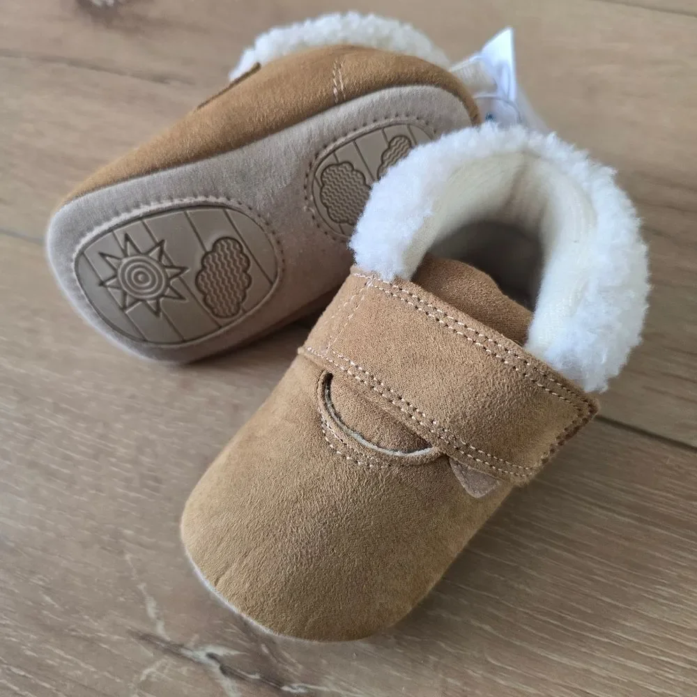 Carters Just One Baby Boy Mocassin Strap Booties Tan Unisex